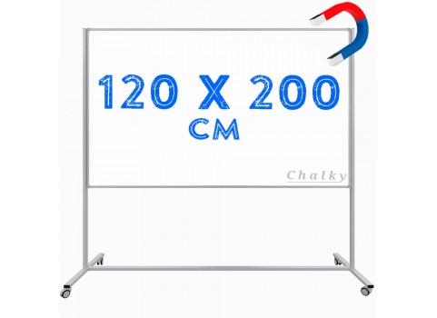 Chalky Mobil Tekerlekli Tek Tarafli Manyetik Beyaz Yazı Tahtası 120x200 cm